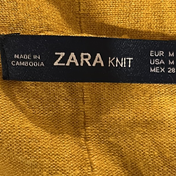 Zara Gold Mustard Color Open Long Sleeve Cardigan Size Medium - Picture 4 of 5